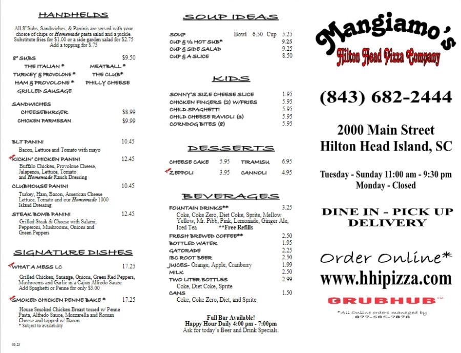 Mangiamo! menu (2 of 2), image-only